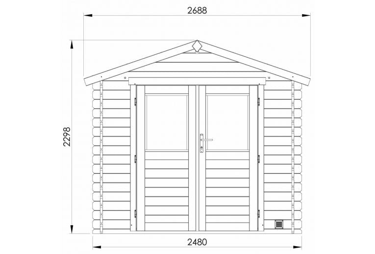 Abri de jardin NICO en bois traité - 2,8m² - 248x148cm