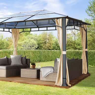 Tonnelle de jardin, Sunset Deluxe, toit rigide, 3×4 m