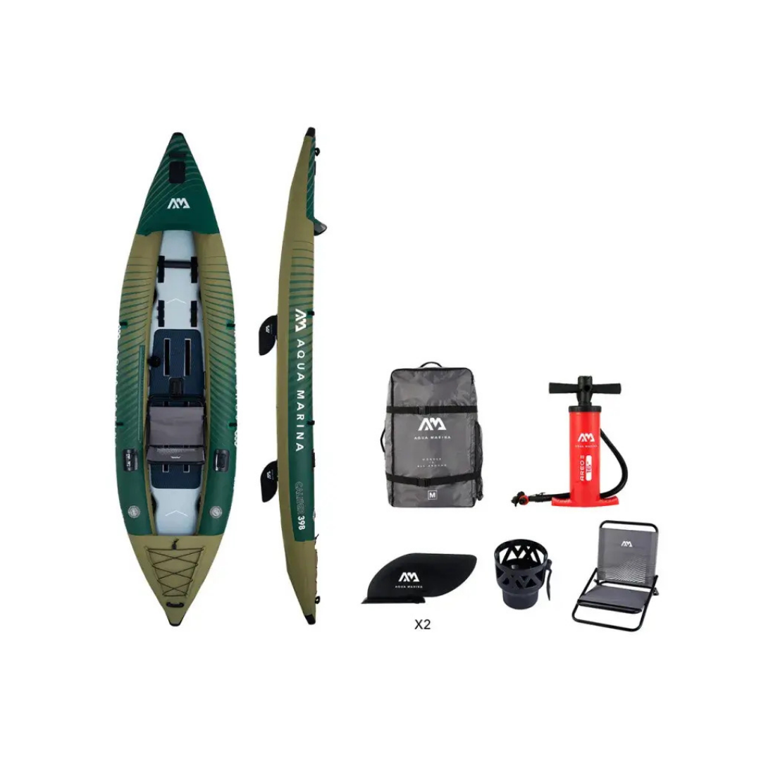 Kayak Gonflable Caliber Pêche Aqua Marina pour 2 personnes