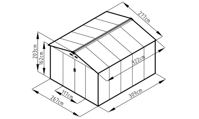 Abri métal ARCHER E - 8.92m²