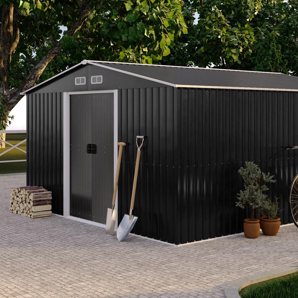 Abri de Jardin en Acier Galvanisé Gris 12,5 m²