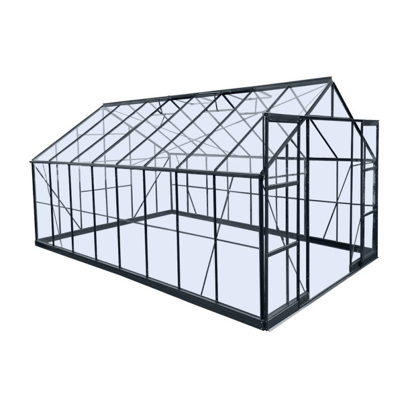 Serre de Jardin 14,52m² en Aluminium Anthracite et Verre Trempé 4mm - Prima
