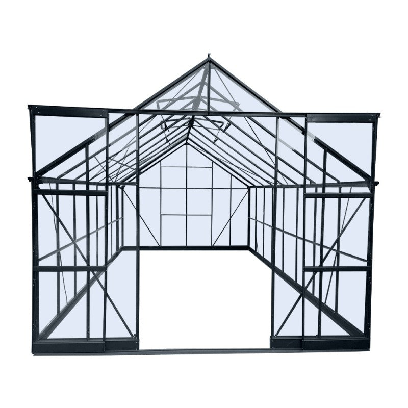Serre de Jardin 14,52m² en Aluminium Anthracite et Verre Trempé 4mm - Prima