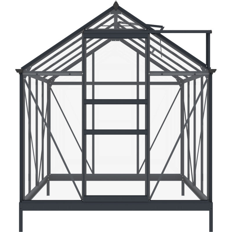 Serre de Jardin 4,57m² en Aluminium Anthracite et Verre Trempé 4mm - RINCA