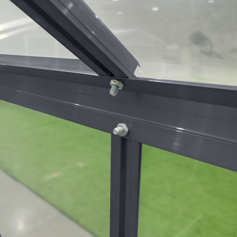 Serre de Jardin 4,57m² en Aluminium Anthracite et Verre Trempé 4mm - RINCA