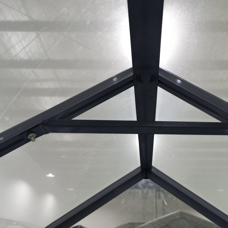 Serre de Jardin 4,57m² en Aluminium Anthracite et Verre Trempé 4mm - RINCA